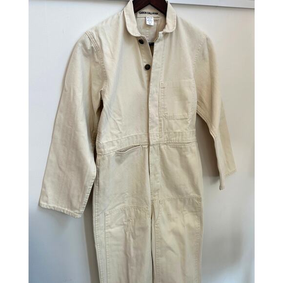 Caron Callahan NWT Fincher Small Ivory Cream Jumpsuit Utility Cotton Flightsuit - Picture 8 of 13